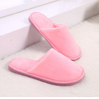 Buy pink Plush Solid Color Flat Slip-on Comfort Shoes