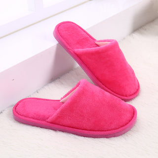 Buy dark-pink Plush Solid Color Flat Slip-on Comfort Shoes