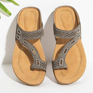 Buy gray Women Flat Single-Toe Strapped Sandals