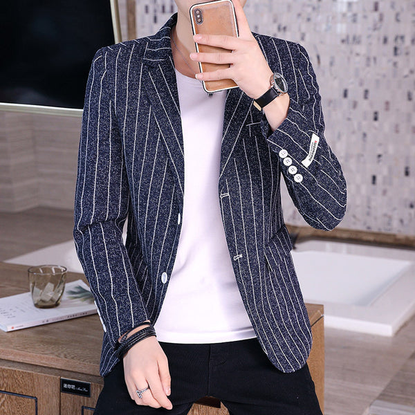 Men Casual Plaid Blazer