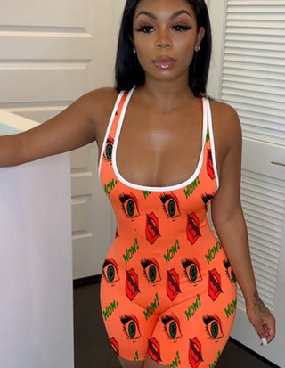 Buy orange Women Short Romper Jumpsuit Sleepwear