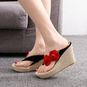 Women Floral Leather Straw Sandals