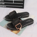 Women Pearl Buckle Flat Sandals