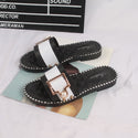 Women Pearl Buckle Flat Sandals