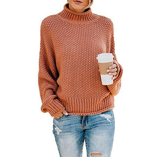 Buy light-orange Turtleneck Knitted Loose Sweater