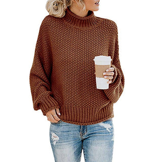 Buy caramel Turtleneck Knitted Loose Sweater