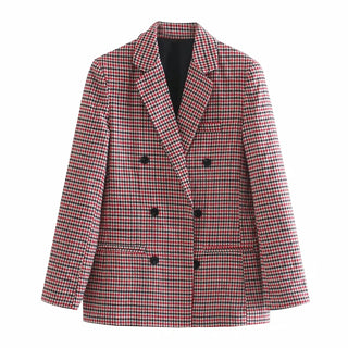 Unisex Check Double-breasted Blazer