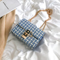 Women Small Checkered Chain-Strap Crossbody Bag