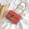 Women Small Checkered Chain-Strap Crossbody Bag