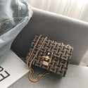 Women Small Checkered Chain-Strap Crossbody Bag