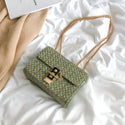 Women Small Checkered Chain-Strap Crossbody Bag