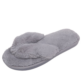 Buy grey Thick Sole Flip-Flop Plush Slip-on Comfort Shoes