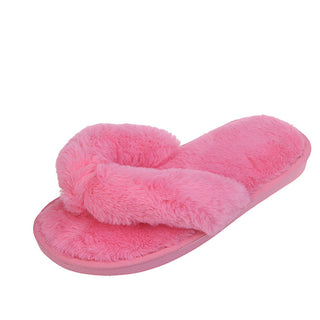 Buy pink Thick Sole Flip-Flop Plush Slip-on Comfort Shoes