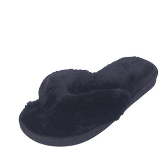 Buy black Thick Sole Flip-Flop Plush Slip-on Comfort Shoes