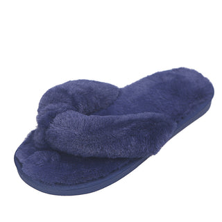 Buy blue Thick Sole Flip-Flop Plush Slip-on Comfort Shoes