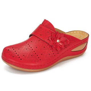 Buy red Women Flower Wedge Hollow Sandals