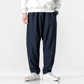 Buy blue Men Harem Casual Loose Pants