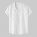 Men Cotton And Linen Short Sleeved Shirt