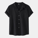 Men Cotton And Linen Short Sleeved Shirt