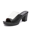 Women Thick Strap High Heel Slides