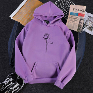 Buy purple Rose Tracing Polyester Hoodie