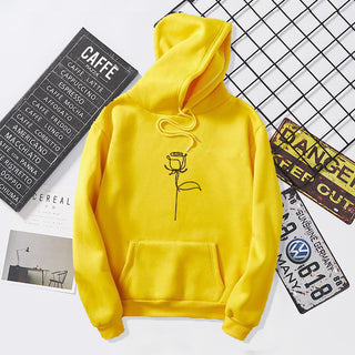 Buy yellow Rose Tracing Polyester Hoodie