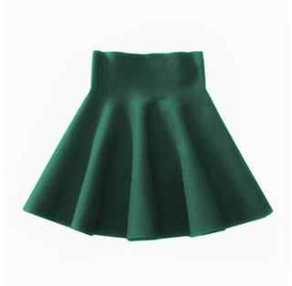 Buy green Stretchy Slim Pleated and Solid Skirt