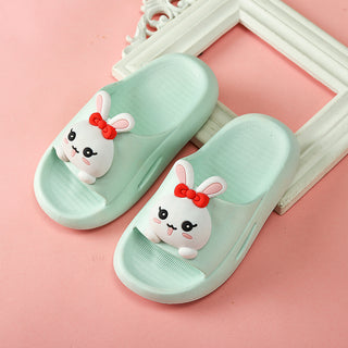 Buy green Kids Leather Bunny Slippers