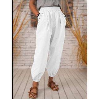 Women Pocket Polyester Cotton Pants