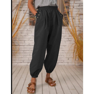 Buy black Women Pocket Polyester Cotton Pants