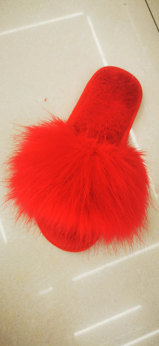 Buy red Fur Heart Strapped Slip-on Plush Comfort Shoes