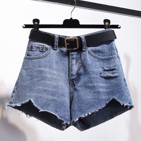 Women Irregular Denim Shorts