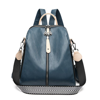 Soft Leather Mid-Zipper Backpack