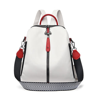 Buy white Soft Leather Mid-Zipper Backpack