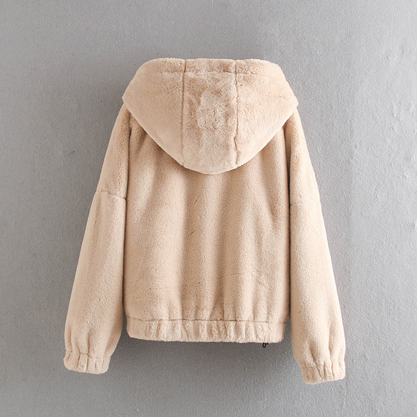 Women Composite Velvet Hooded Sweater