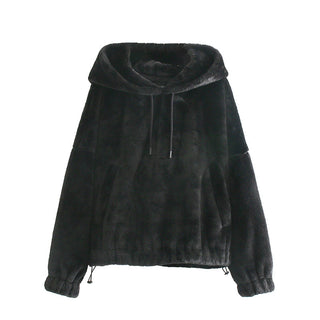 Buy black Women Composite Velvet Hooded Sweater