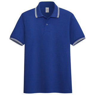 Buy royal-blue Men Solid Stand-up Collar Polo Shirt