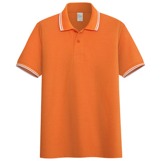 Buy orange Men Solid Stand-up Collar Polo Shirt