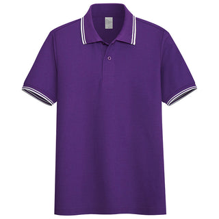 Buy purple Men Solid Stand-up Collar Polo Shirt