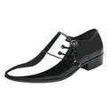 Men Shiny Leather Pointed Toe Loafers