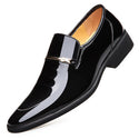 Men Shiny Leather Pointed Toe Loafers