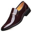 Men Shiny Leather Pointed Toe Loafers