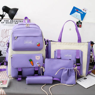 Buy purple Canvas Four-Piece Harajuku Backpack