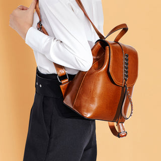 Casual Leather Travel Backpack