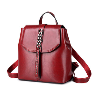 Buy red Casual Leather Travel Backpack