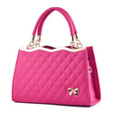 Diamond Patterned Leather Bow Handbag