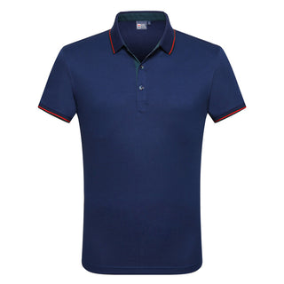 Buy navy-blue Men Short Sleeved Business Polo Shirts