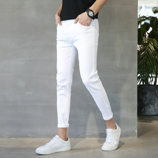 Buy white Men Thin Jeans Stretch Slim Fit Pants