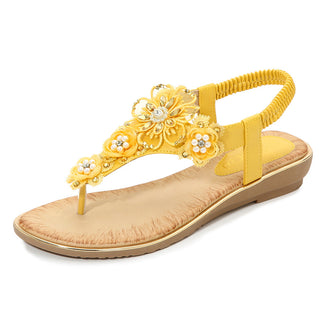 Women Elastic Flower Band Sandals