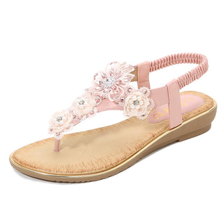 Women Elastic Flower Band Sandals